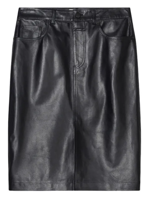 Closed leather midi skirt