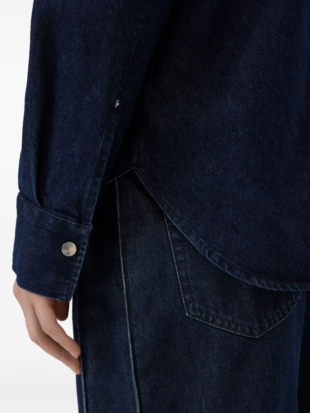 Closed Button-fastening Pocket Shirt In Blue