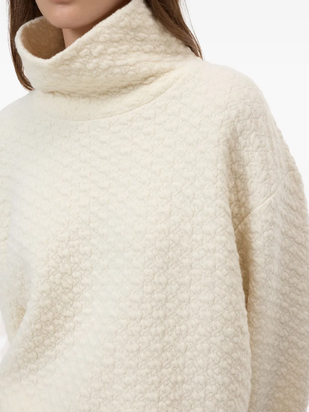 Closed High-neck Textured Sweatshirt In Neutral