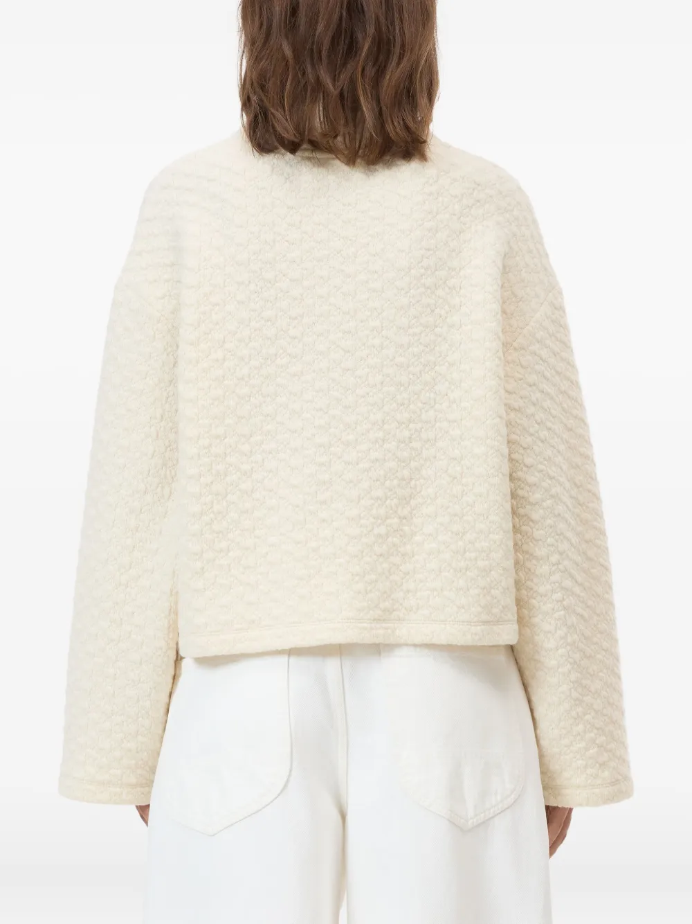 Closed High-neck Textured Sweatshirt In Neutral