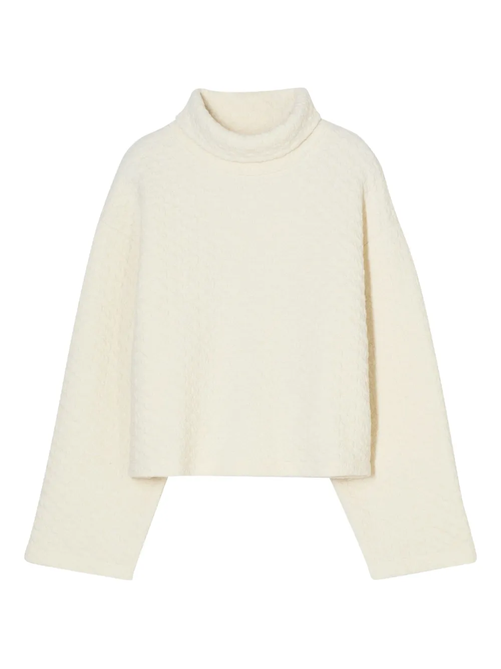 Closed High-neck Textured Sweatshirt In Neutral