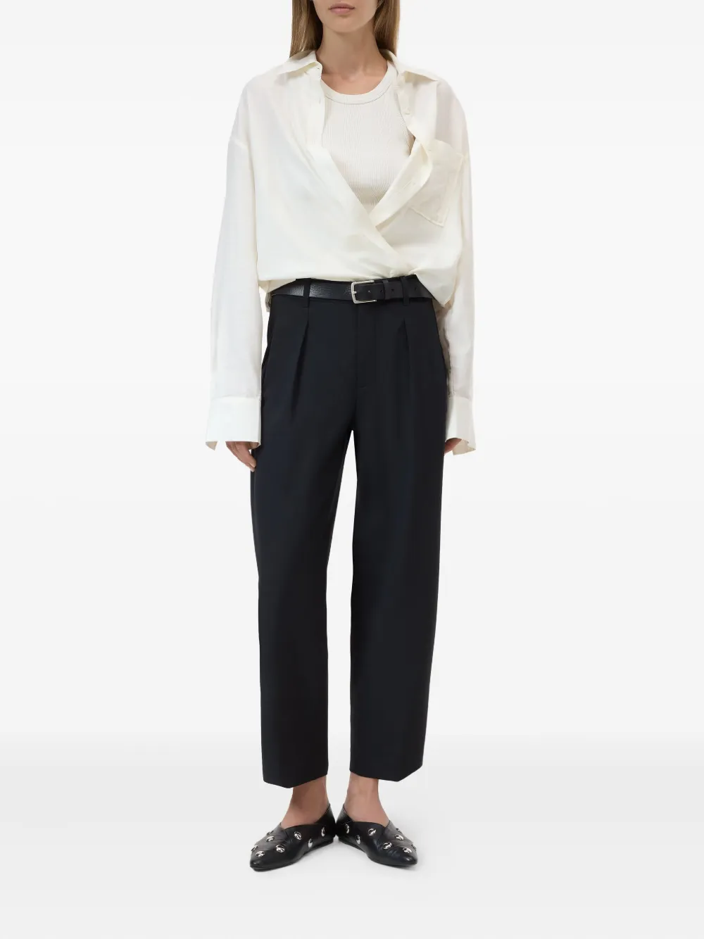 Closed Ruthy pleated-front straight trousers Zwart