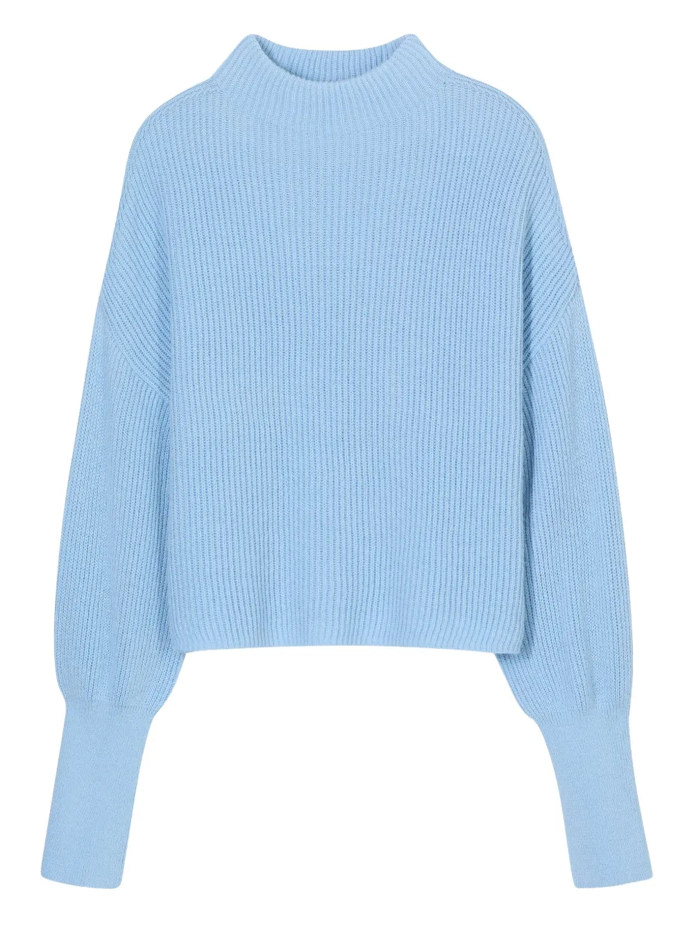 Closed funnel-neck ribbed jumper Blauw