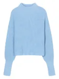 Closed funnel-neck ribbed jumper - Blue