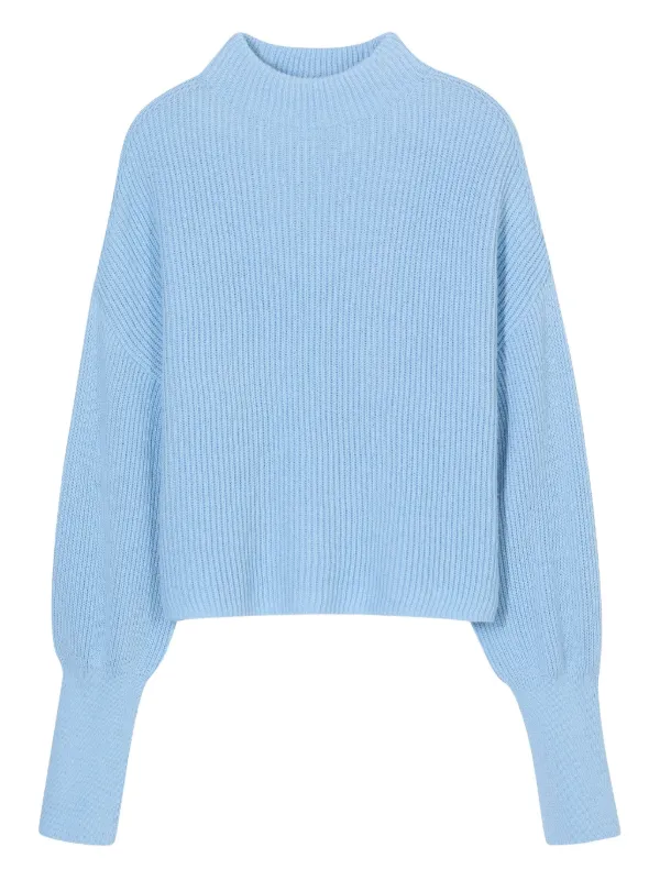 Closed funnel-neck Ribbed Jumper Blue FARFETCH AU