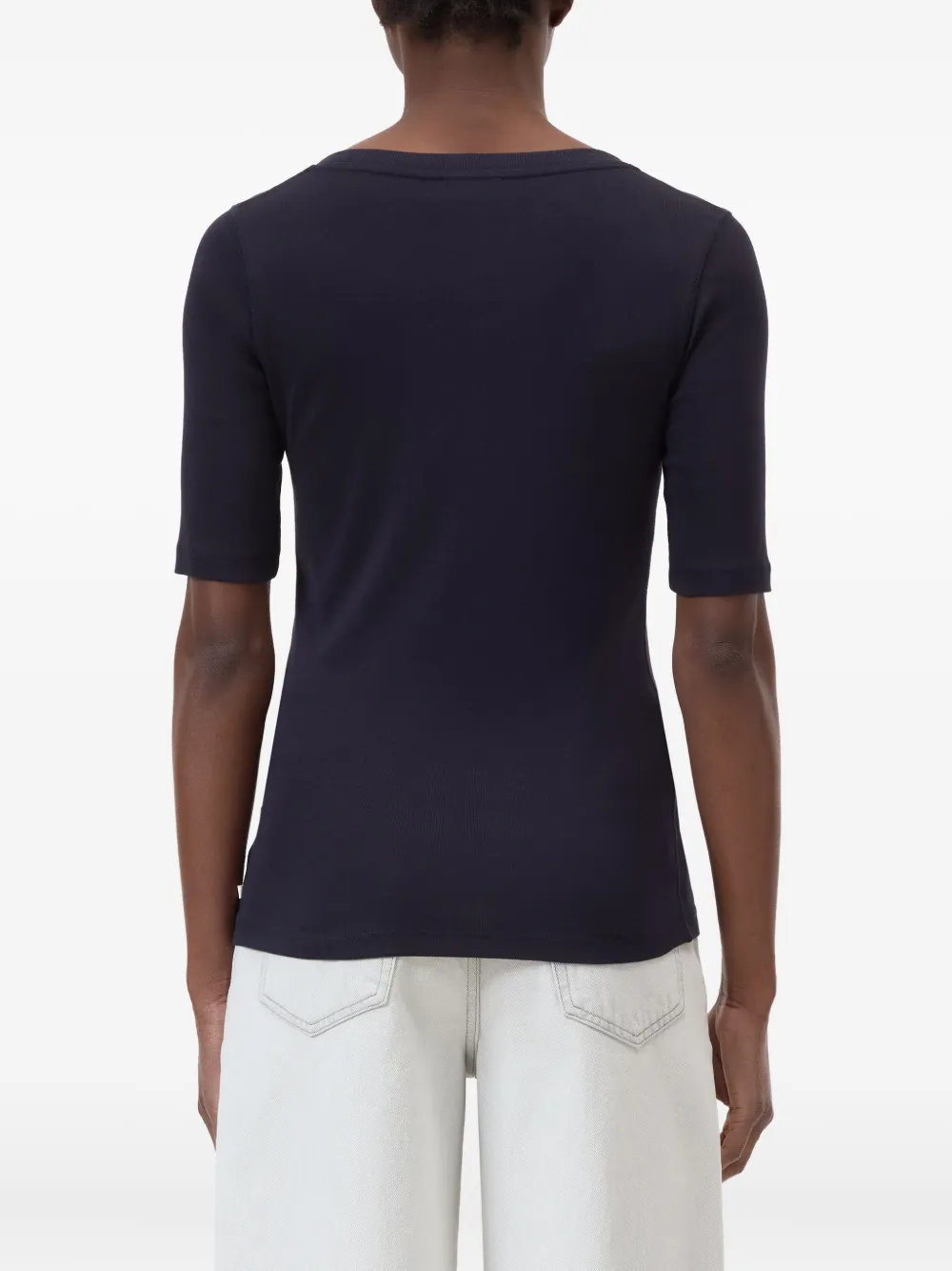 Closed cotton T-shirt Zwart