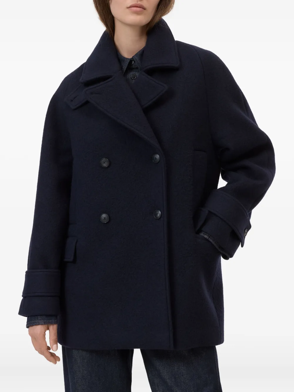 Closed Double-breasted Jacket In Blue