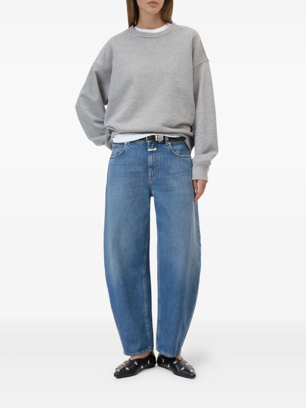 Closed crew-neck sweatshirt Grijs