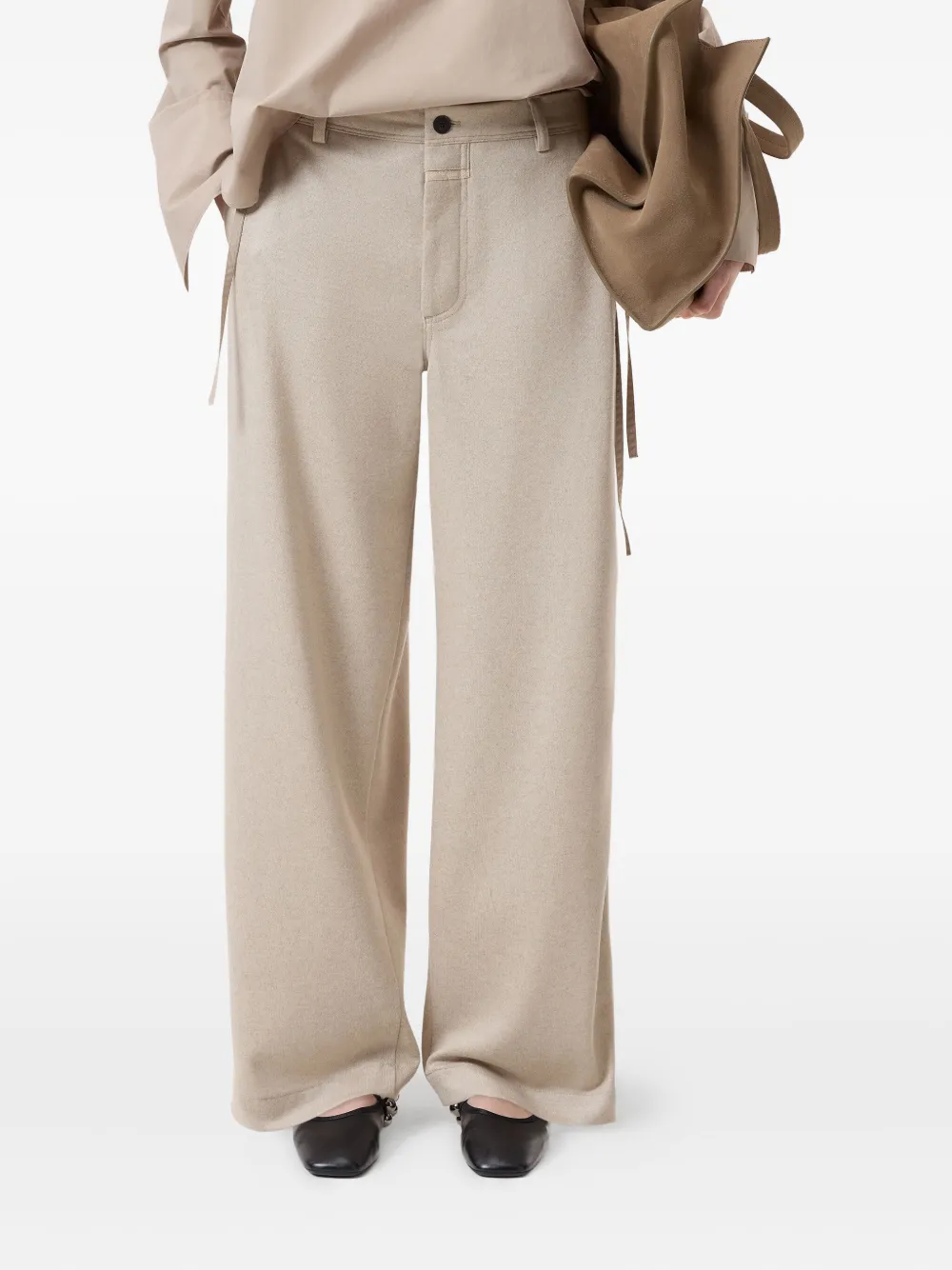 Closed Broek met wijde pijpen - Beige