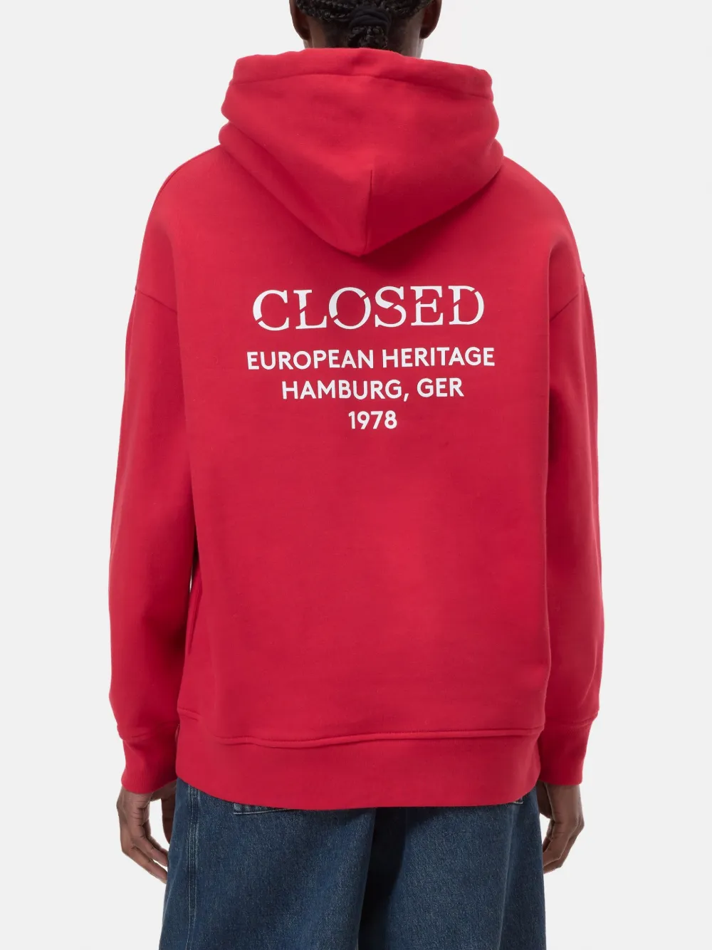 Closed Drawstring Hooded Top In Red