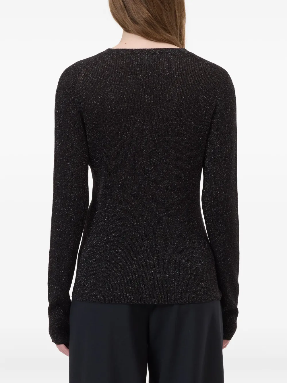 Closed Geribbeld vest met metallic-effect Zwart