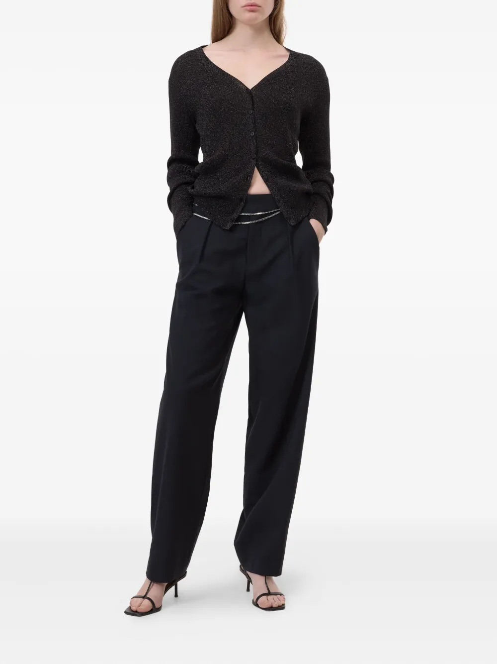 Closed metallic-effect ribbed cardigan | Cardigans | Image 2