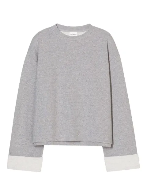 Closed turn-up long-sleeve sweatshirt