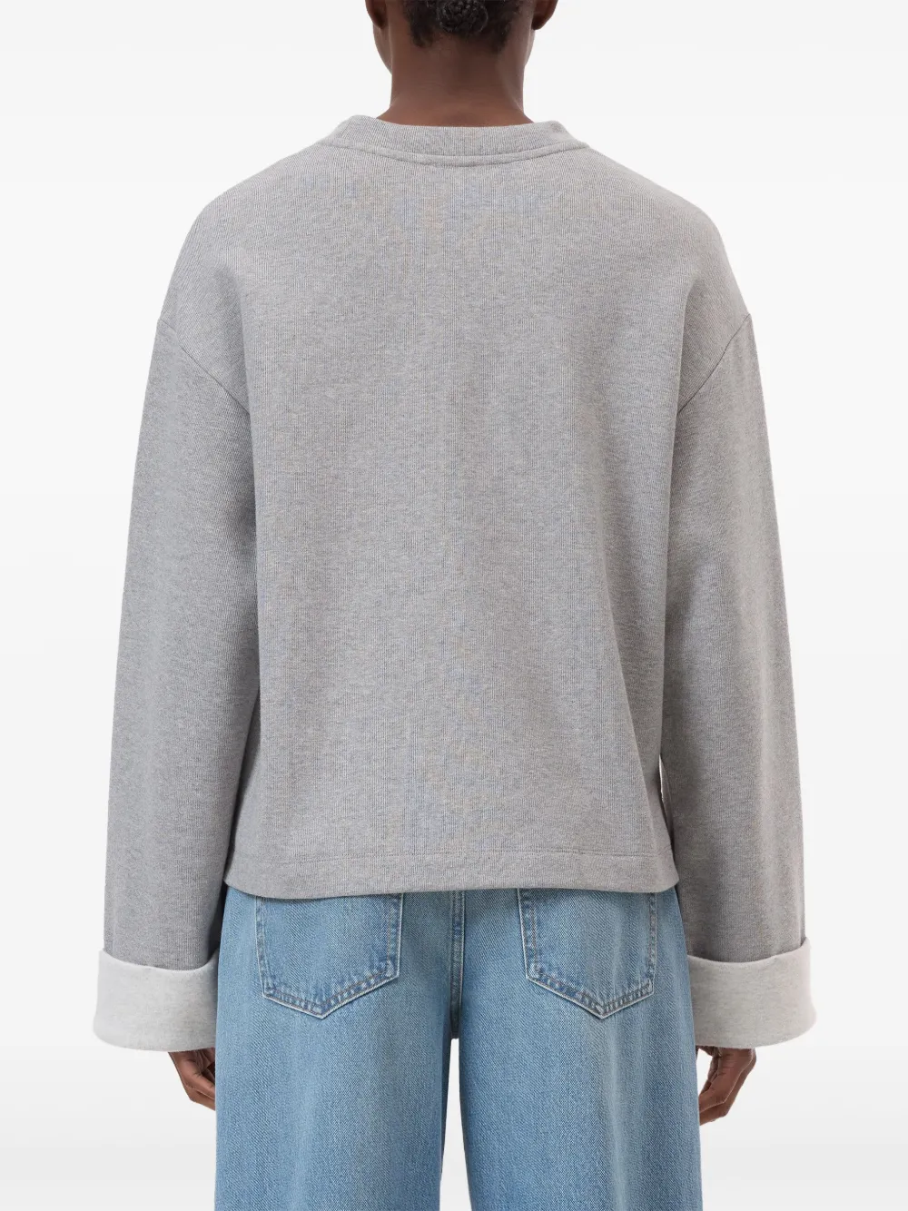 Closed Turn-up Long-sleeve Sweatshirt In Gray