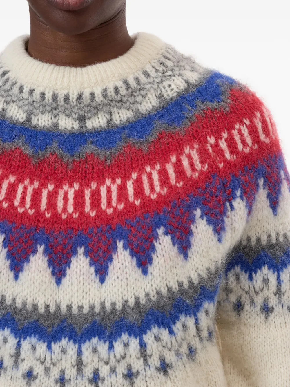 Closed Fairisle trui met ronde hals Wit