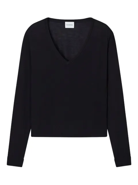Closed V-neck long-sleeve sweater 