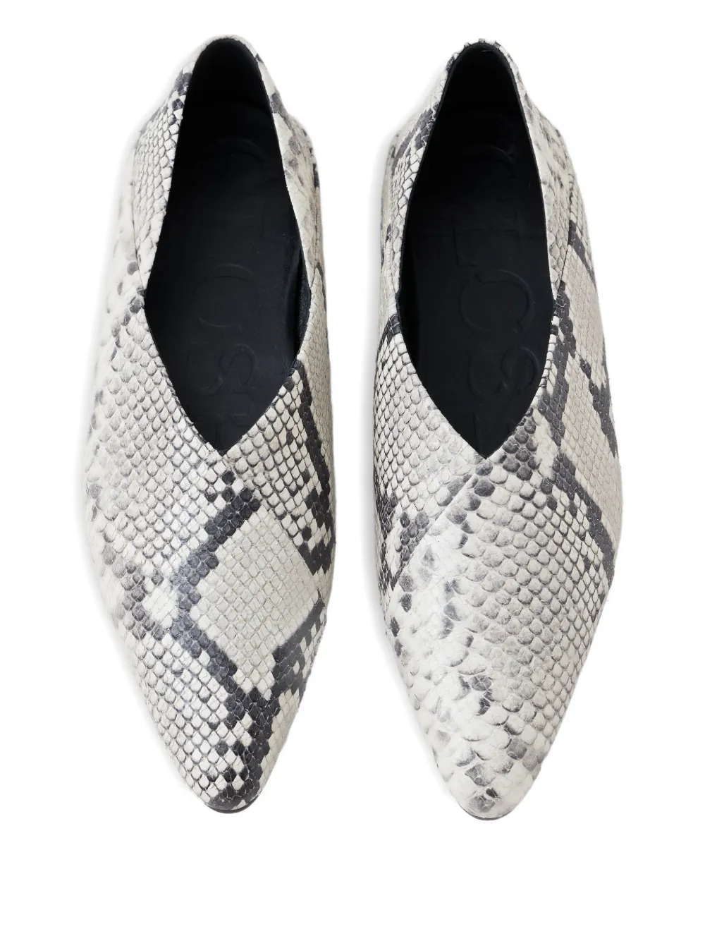 Closed snake-print ballet flats White