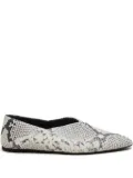 Closed snake-print ballet flats - White