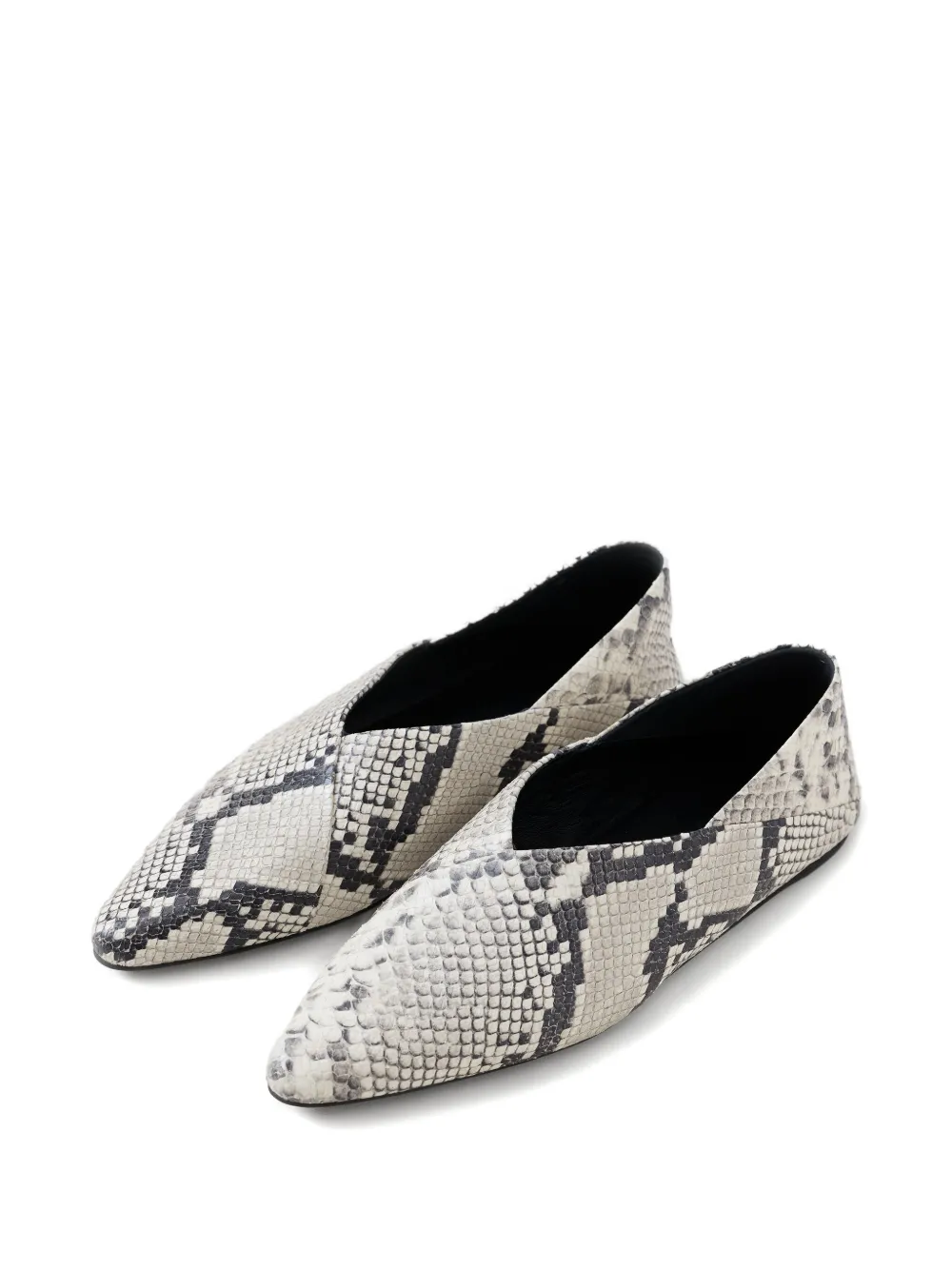 Closed snake-print ballet flats White