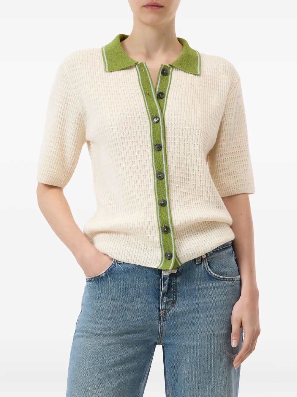Closed Vest met korte mouwen Beige