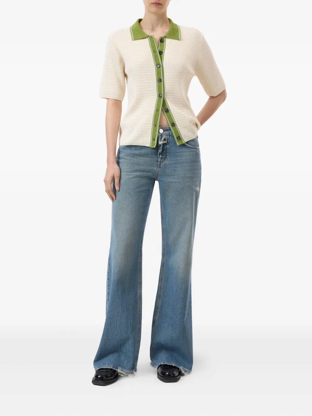 Closed Vest met korte mouwen Beige