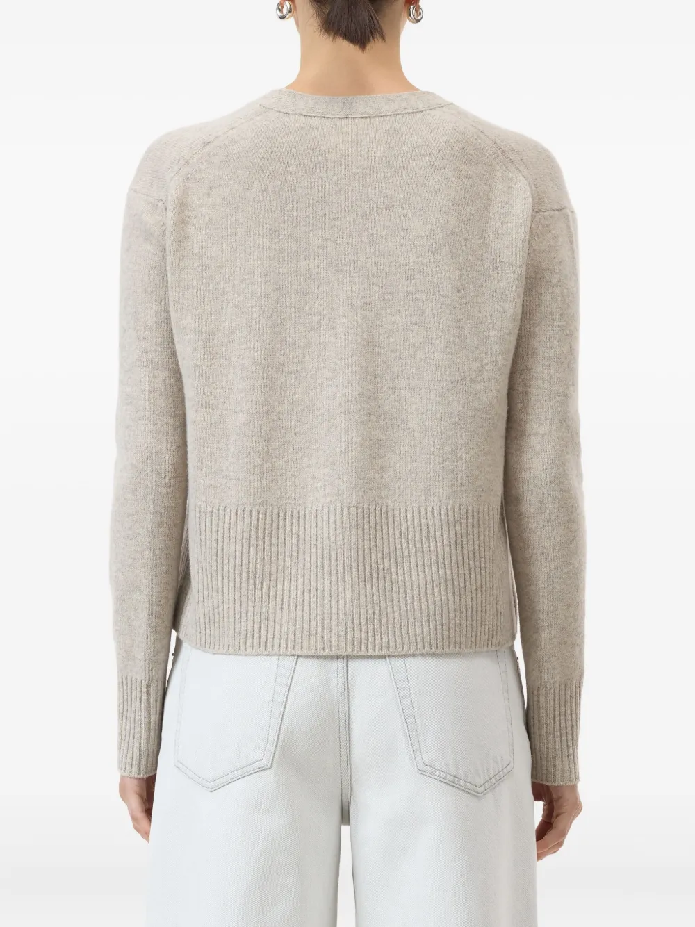 Closed Wool V-necked Cardigan In Neutral