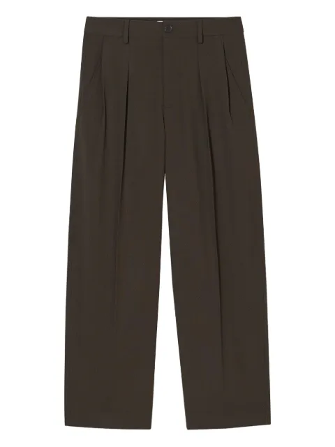 Closed pleated wide-leg trousers