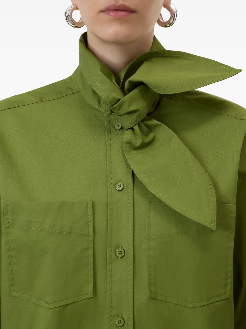 Closed Blouse met sjaal Groen