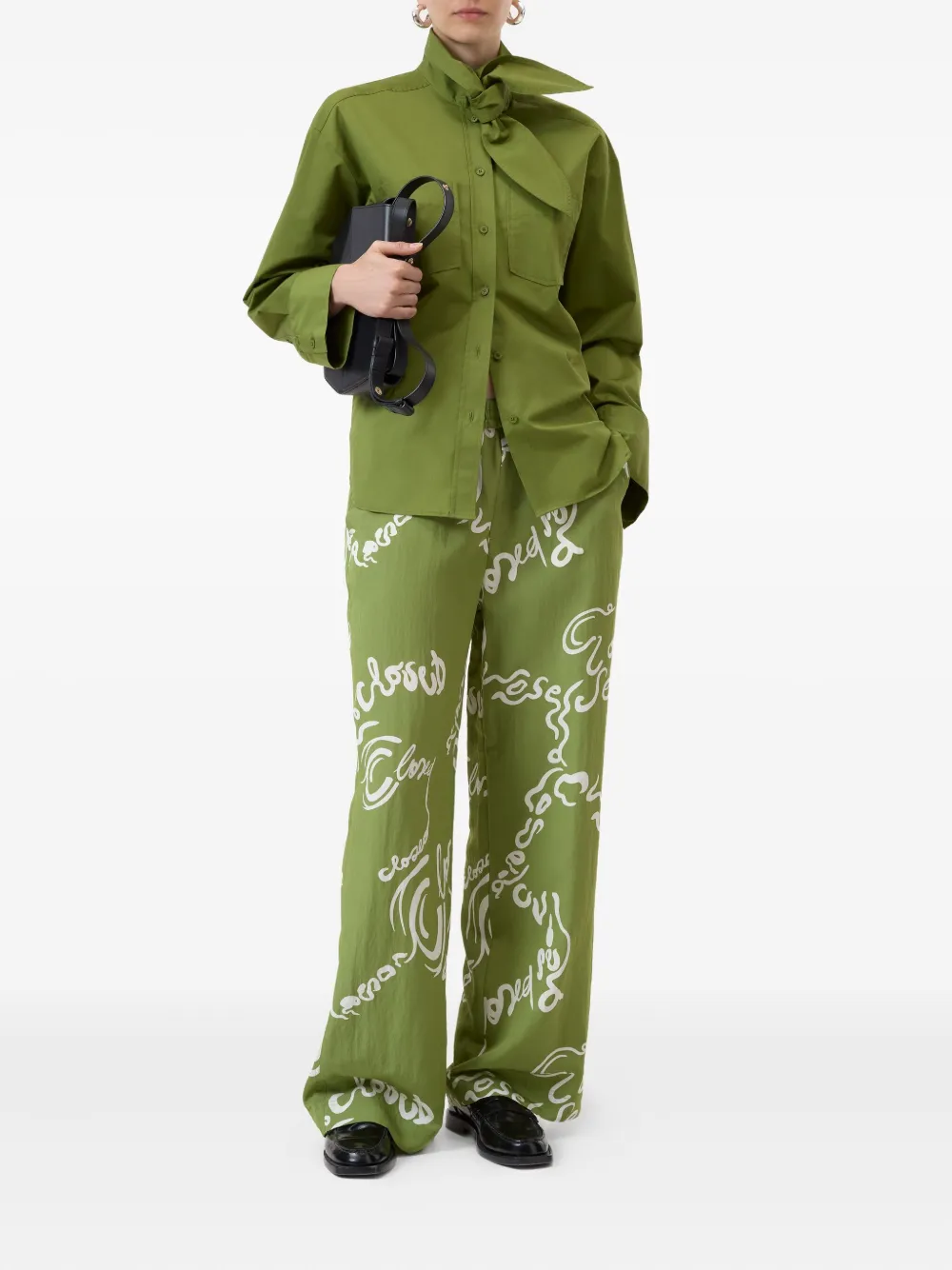 Closed Blouse met sjaal - Groen