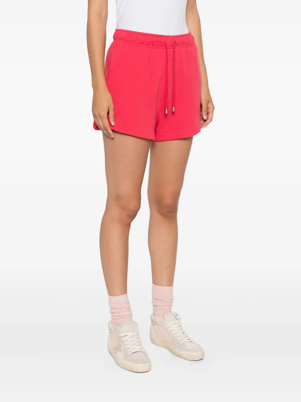 Pinko Elastic-waistband Cotton Mini Shorts In Red
