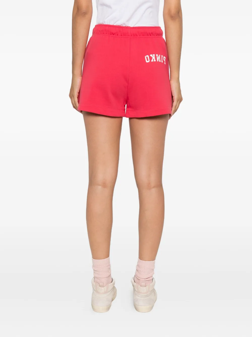 Pinko Elastic-waistband Cotton Mini Shorts In Red