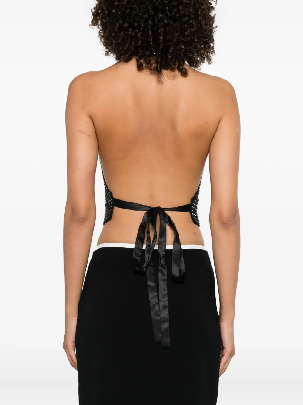 PINKO Top verfraaid met stras en open rug Zwart