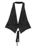 PINKO rhinestone-embellished open-back vest - Black