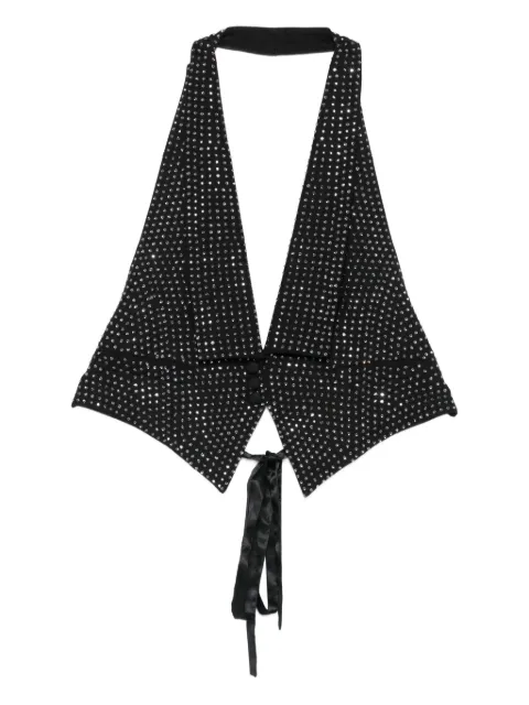 PINKO rhinestone-embellished open-back vest