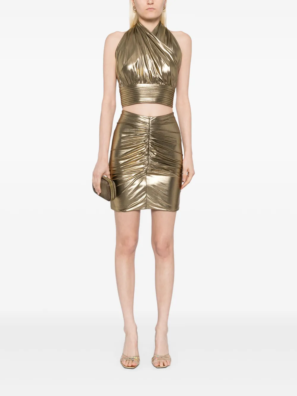 Herve L. Leroux Mini-rok met ruches - Goud