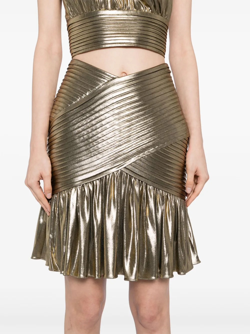 Herve L. Leroux Gedrapeerde mini-rok Goud