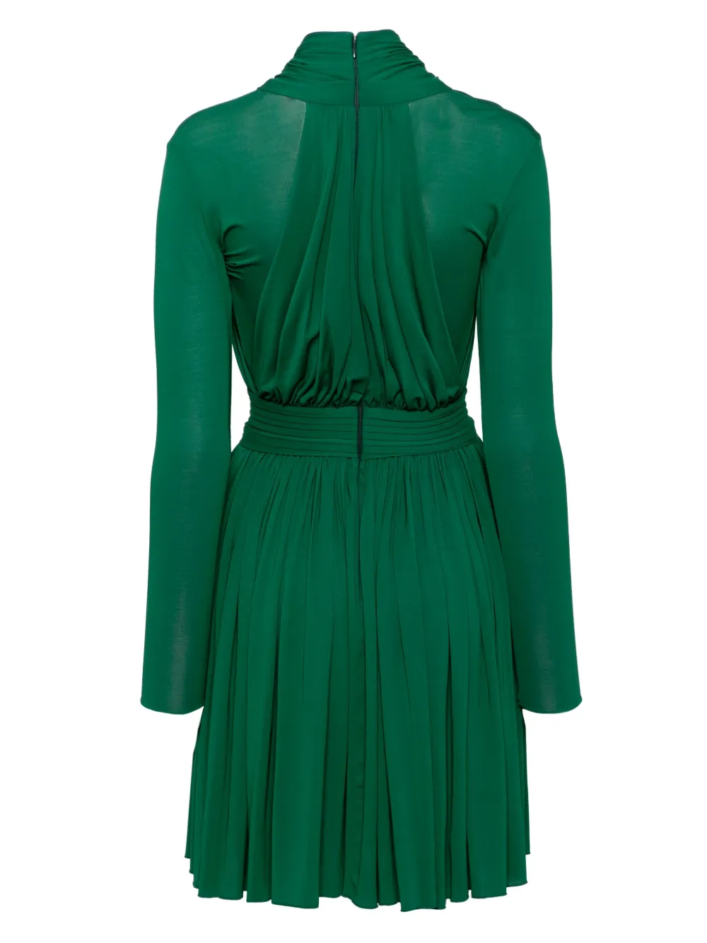 Herve L. Leroux X front overlap long sleeves swing dress - Groen