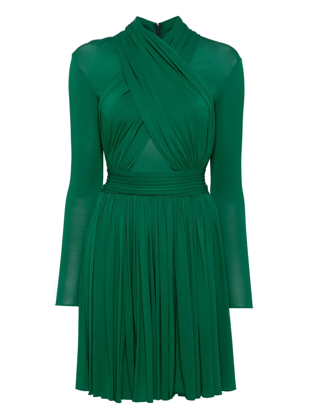 Herve L. Leroux X front overlap long sleeves swing dress | Green | Image 1