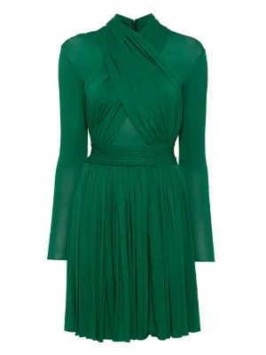sachin and babi light blue dress Herve L. Leroux x Front Overlap Swing Dress