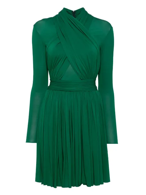 Herve L. Leroux X front overlap long sleeves swing dress