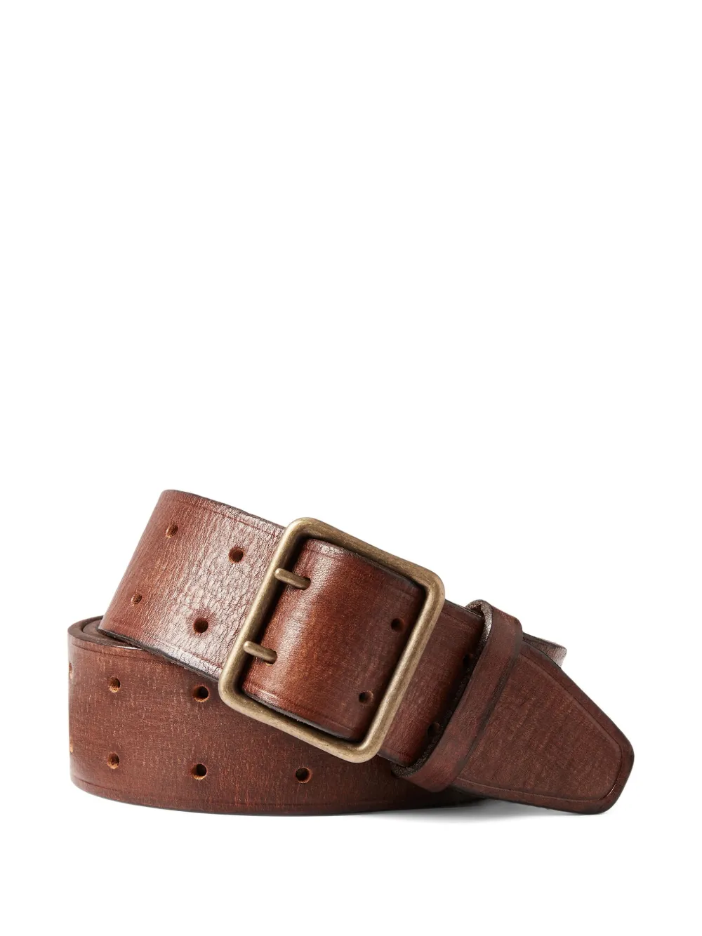 Ralph Lauren RRL Geperforeerde leren riem Bruin