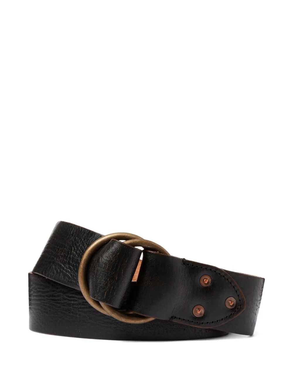 Ralph Lauren RRL Leren riem met textuur Zwart