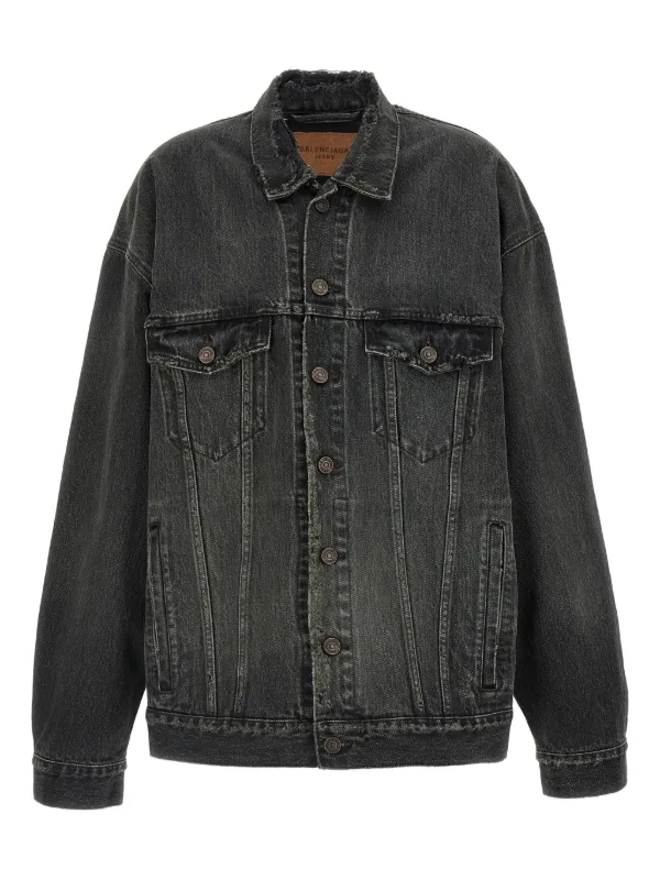 Balenciaga Distressed Denim Jacket in Grey