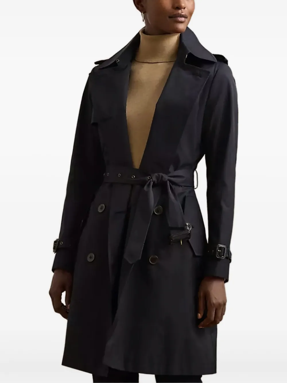 Lauren Ralph Lauren Trenchcoat met dubbele rij knopen en ceintuur Blauw