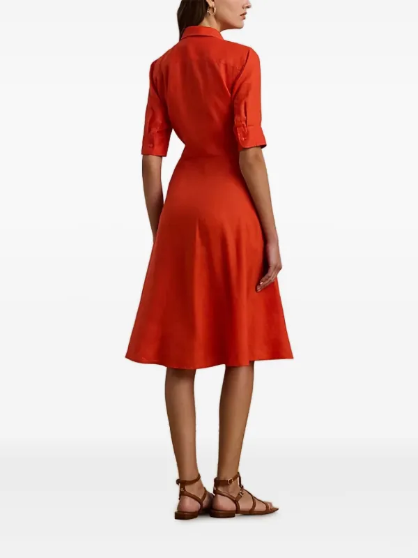 Lauren Ralph Lauren button-down Belted Midi Dress | Orange | FARFETCH JO