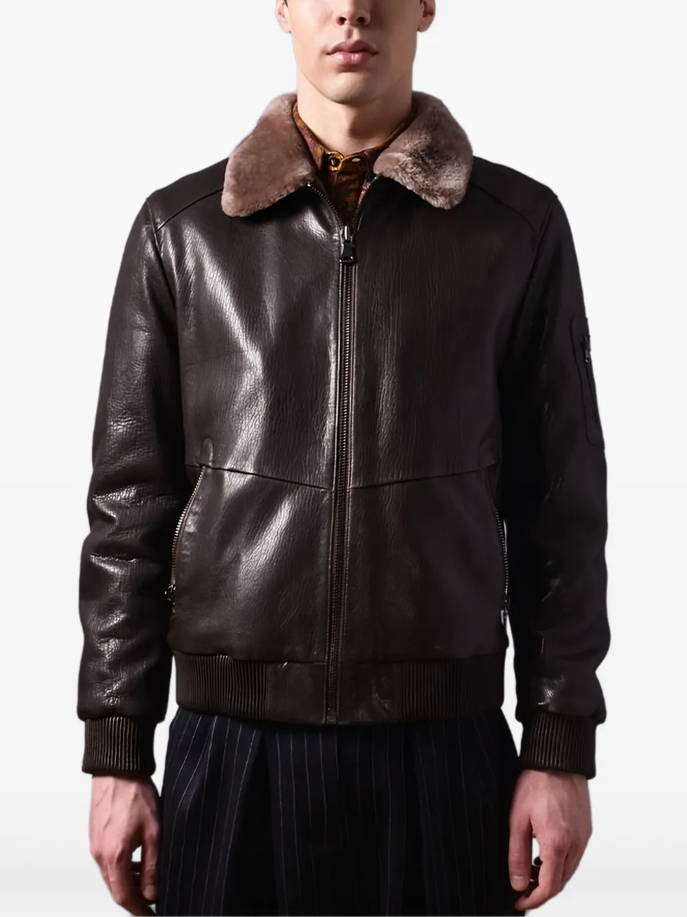Poche Paris aviator-style jacket | Brown | Image 1