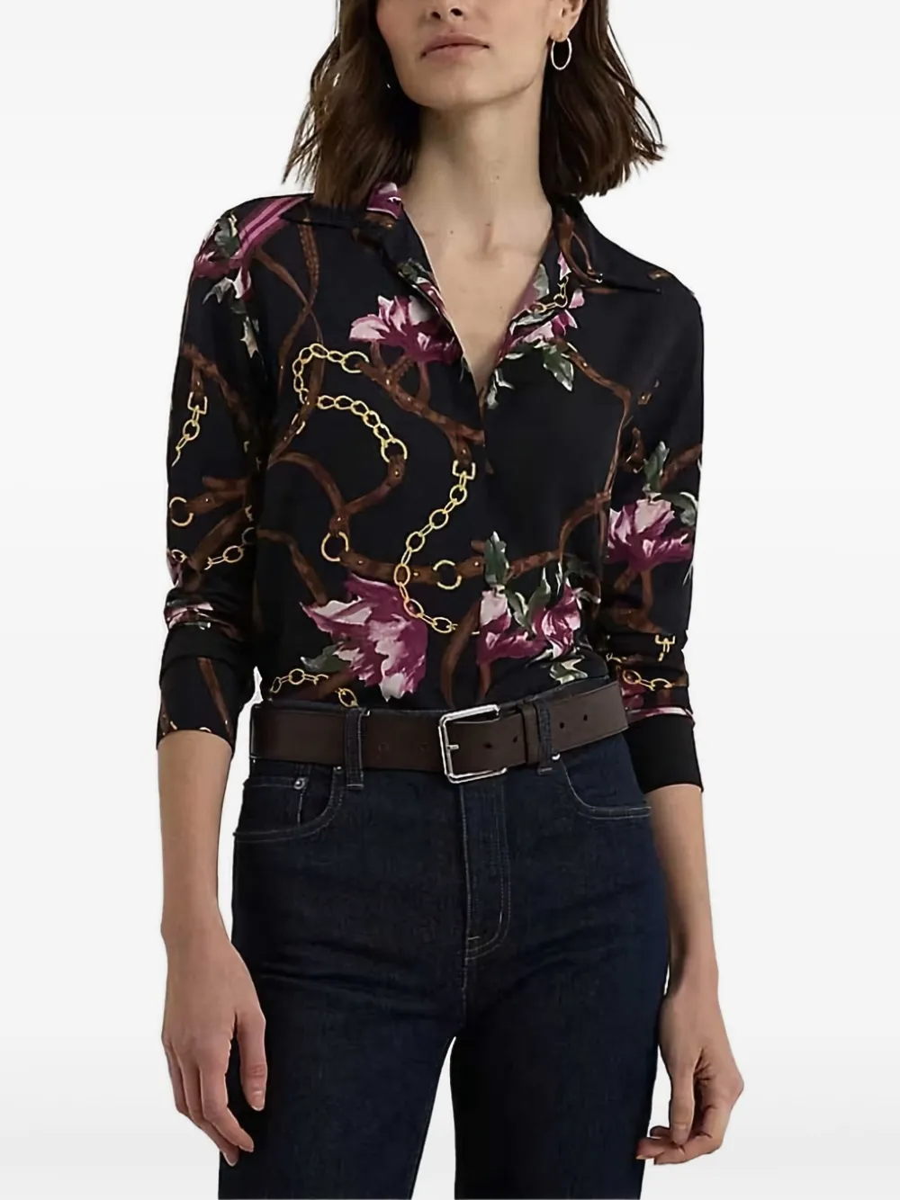 floral chain-print blouse