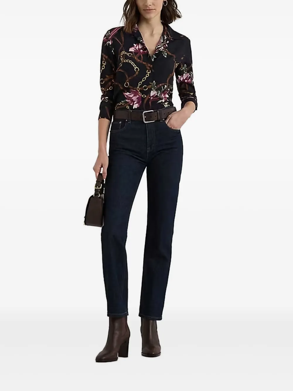 Lauren Ralph Lauren Blouse met bloemen- en kettingprint - Blauw