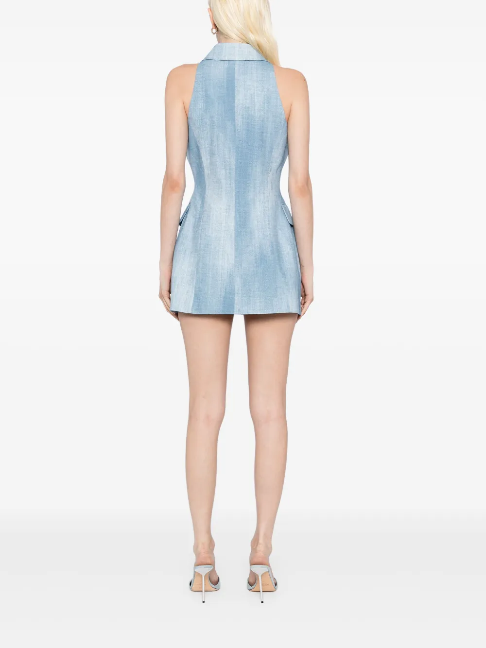 Shop Ermanno Scervino Denim-printed Mini Dress