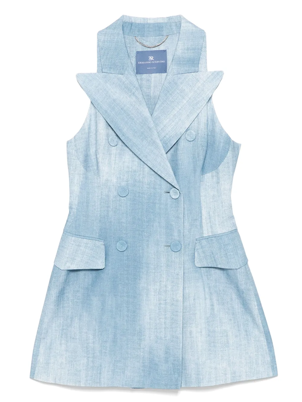 Shop Ermanno Scervino Denim-printed Mini Dress